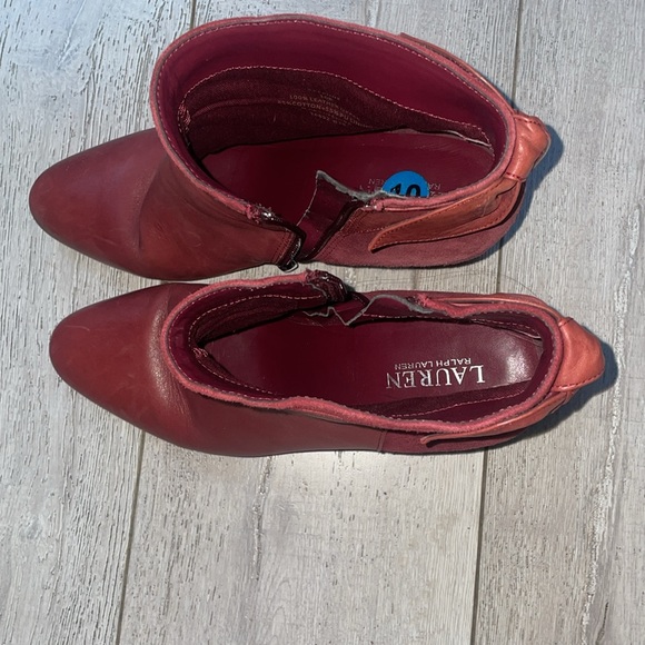 Ralph Lauren Breanne Heels Boot Bootie Red Leather 10US bow back leather bootie - Picture 5 of 12